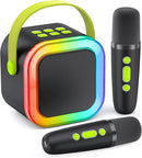 Mini Karaoke Machine for Kids Adults, Portable Bluetooth Mini Karaoke Microphone Singing Speaker Karaoke Player with 2 Wireless Mic, for All Smartphones,Birthday, Family,Home Party (Black Green) by TinyTreasures Baby Boutique