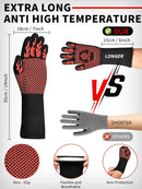 BBQ Oven Gloves, 1472℉ 3-Layers Heat Resistant Oven Mitts Silicone Non-Slip Cooking Gloves for Barbecue, Grilling, Baking, Welding, Smoker (A Pair) (Red) by GreenHaven Gardens