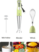 Immersion Hand Blender, UTALENT 3-in-1 8-Speed Stick Blender with Milk Frother, Egg Whisk for Coffee Milk Foam, Puree Baby Food, Smoothies, Sauces and Soups - Green by TinyTreasures Baby Boutique