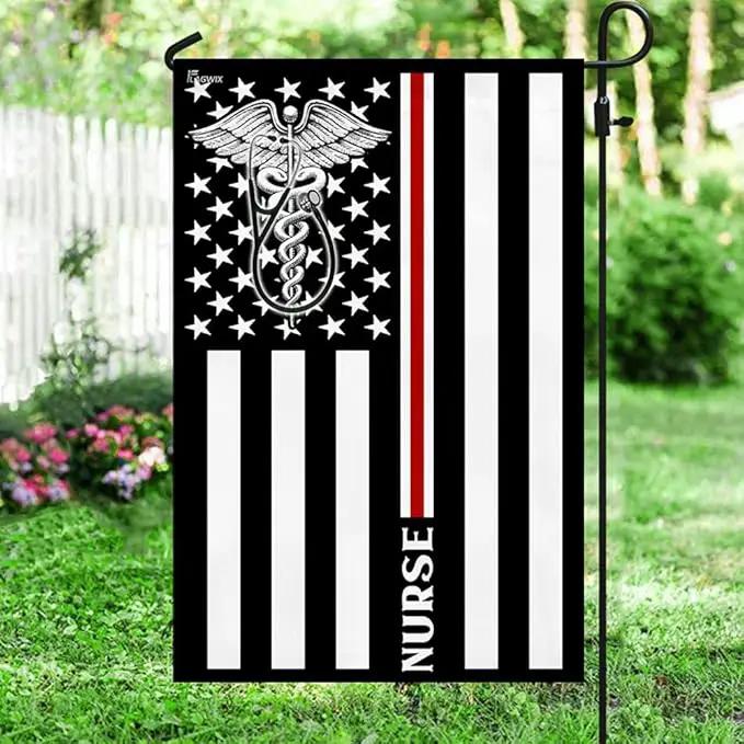 FLAGWIX American Flag, Nurse Flag Thin Red Line Nurse Flag - 4th of July, Independence Day Decorations for Home, Garden, House Flag 30x40 - USA Flags Premium Polyester, Decorative Indoor Outdoor Flag, photo 4 of 6