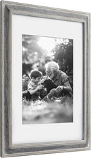 Yaetm 11x14 Rustic White Wood Picture Frame with Mat for 8x10, Weathered Solid Wood Frame with Real Glass, Distressed White Wooden Photo Frames 11 x 14 for Tabletop & Wall Mount, 2 Pack by CozyNest Decor