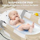 MoreFeel Collapsible Baby Bathtub for Newborn with Thermometer & 1 Hooded Towel & 1 Soft Floating Cushion,Portable Travel Bathtub with Drain Hole, Durable Foldable Baby Tubs for Infants to Toddler by TinyTreasures Baby Boutique