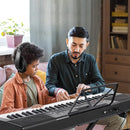 Piano Keyboard, Electric Keyboard Piano with light-Up Key, 255 Tones & Rhythms, Smart Learning System, Headphone/Mic, Stand, Bench, 61 Key Piano Keyboard for Beginners, Kids (Black-1) by TinyTreasures Baby Boutique