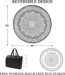 Pauwer Waterproof Outdoor Rug 6ft, Reversible Plastic Straw Patio Camping Rug, Indoor Outdoor RV Mat Carpet for Deck, Camper, Porch, Balcony, Backyard, Picnic, Floral Grey by GreenHaven Gardens