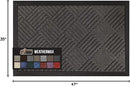 GORILLA GRIP 100% Waterproof All-Season WeatherMax Doormat, 47x35, US Designed Natural Rubber, Stain and Fade Resistant, Low Profile Indoor Outdoor Door Mats, Easy Clean Patio Mat, Gray Diamond by CozyNest Decor