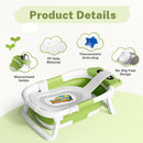 AVIDOR Baby Bathtub,Collapsible Bathtub for Newborn to Toddler,Durable Essential Infant Bath Tub,Portable Travel Baby Tub with Soft Cushion,No-Slip Hanging and Detachable(Green) by TinyTreasures Baby Boutique