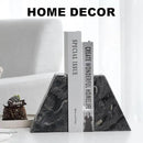 Marble Bookends for Heavy Books, Decorative Book Ends for Shelves, Titanium Black Stone Durable and Heavy-Duty Book Ends for Hardback Books & CDS, Unique Book Stopper & Holder, Set of 2 by CozyNest Decor