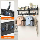 29" Coat Rack Wall Mount with Shelf, 4 in 1 Wall Mounted Coat and Key Hanger with 11 Hooks, Entryway Key Holder with Mail Holder for Living Room, Bedroom, Black by CozyNest Decor