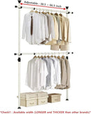 PRINCE HANGER Rack Heavy Duty One Touch System Load 352LBS Clothing Racks for Hanging Clothes Metal Closet Garment Closet system Tension Rod Free Standing Ivory Width Adjustable PHUS-0023 by CozyNest Decor