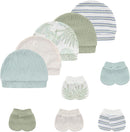 Baby Hat and Mittens Set Cotton Newborn Baby Hats Caps for Boys and Girls, 0-6 Months by TinyTreasures Baby Boutique