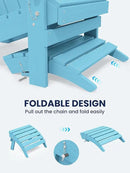 KINGYES Folding Adirondack Ottoman for Adirondack Chair, Light Blue by GreenHaven Gardens
