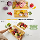 Chopping Board Duo 2-Pcs Natural Bamboo With Juice Channels & Knife-Friendly Finish For Versatile Kitchen Use, Ideal Charcuterie & Chopping Multi-Use by GreenHaven Gardens