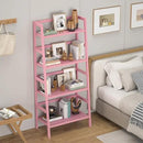 Homykic Bamboo Ladder Bookshelf, 4-Tier Ladder Shelf Open Book Shelf Freestanding Bookcase Bathroom Storage Rack Plant Stand for Living Room, Bedroom, Office, Easy Assembly, Pink by CozyNest Decor
