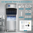 Large Commercial Ice Maker Machine: 500lbs/24H Production, with 350lbs Ice Storage Bucket, 156 Ice Cubes in 6-15 Mins - Stainless Steel Industrial Ice Maker for Restaurant, Bar, Cafe, Commercial Use by CozyNest Decor