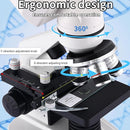 Microscope Magnification 40X-2500X WF10x and WF25x Eyepieces, Dual LED Illumination, Adult Microscope for Schools Home Labs Educational Use by TinyTreasures Baby Boutique