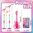 Kids Guitar and Microphone Set, Microphone with Stand and Color Light, Toy Guitar with Strap and Adjustable Volume, Toddler Musical Instrument for 5-9, Kids Karaoke Machine for Boy Girls (Pink) by TinyTreasures Baby Boutique