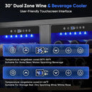30" Stainless Steel Wine & Beverage Refrigerator - Dual Zone, Built-in/Freestanding with Upgraded Cooling - 30 Bottles & 110 Cans Capacity by CozyNest Decor