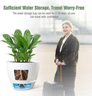 WOUSIWER 10 inch Self Watering Planters, 2 Pack Large Plastic Plant Pots with Deep Reservior and High Drainage Holes for Indoor Outdoor Plants and Flowers, White by GreenHaven Gardens