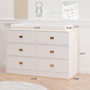 Dresser for Bedroom with 6 Drawers, Changing Table Dresser with Power Outlets, Soft Changing Pad & Removable Top, Baby Dresser with Changing Table Top for Nursery, White by TinyTreasures Baby Boutique
