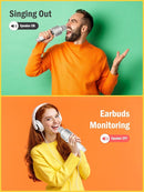 Wireless Bluetooth Karaoke Microphone, Built-in Loud Speaker for 10H Playback, Add Reverb/Duet Mode/Earbuds Monitoring, Portable Karaoke Machine for Entertainment & Singing Practice (White) by TinyTreasures Baby Boutique