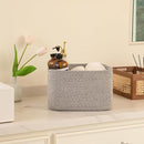 OIAHOMY 4 Pack Storage Baskets for Organizing, Cube Storage Bins for Shelves, Rectangle Storage Baskets With Handles, Woven Baskets for Storage, 12.7''Lx9''Wx7.8''H, Grey by TinyTreasures Baby Boutique