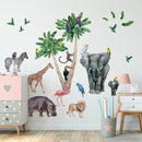 Safari Animal Wall Decals for Kids by Lipastick-Peel and Stick Jungle Stickers Giraffe, Elephant, Hippo, Palm Tree, Parrot for Toddlers Room, Nursery, Playroom, Classroom, Daycare Decor Art- S Size by TinyTreasures Baby Boutique
