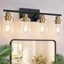 4-Light Bathroom Light Fixtures, Black and Gold Modern Vanity Lights with Clear Glass Shades, Bathroom Wall Lamp for Mirror Living Room Cabinet Bedroom Porch by CozyNest Decor