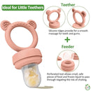 JEXFUN Baby Breastmilk Popsicle Molds & Baby Fruit Food Feeder Pacifier Combo, BPA Free Silicone Nibble Freezer Tray Storage Containers Teething Toys for Safe Infant Self Feeding, 4 Month+(Orange) by TinyTreasures Baby Boutique