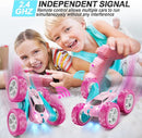 RC Cars, Pink Remote Control Car for Girls, 2.4 GHZ Double Sided RC Stunt Car 360° Rotating Remote Control Crawler with Headlights Car Toys for 6 7 8 9 10 11 12 Girls Birthday Gift by TinyTreasures Baby Boutique