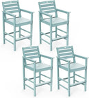 Tall Adirondack Chairs Set of 4, HDPE Wood Balcony Adirondack Chairs Set with Heart Cutout Design, Weather-Resistant Bar Height Furniture for Deck, Porch, Pool (Light Blue) by GreenHaven Gardens
