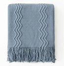 MIULEE Dusty Blue Cozy Knitted Throw Blanket for Couch Textured Knit Blanket with Tassels Woven Acrylic Wave Pattern Boho Blankets for Sofa Bed Chair 50"x60" by CozyNest Decor
