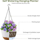 12/10/8 Inch Hanging Planter, Hanging Plastic Plant Self Watering Pot with Drainage Holes and Saucers, Hanging Baskets Flower Pots for Indoor Outdoor Garden Plants and Flowers,Set of 3-White by GreenHaven Gardens