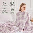 EMME Checkered Cotton Blanket Queen Size for Bed Soft Large Muslin Bed Blankets 80"x90" Lightweight Breathable Cooling All Season, Lavender by CozyNest Decor
