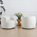 KINWELL 34" Wide Sherpa Swivel Barrel Chairs Set of 2, No Assembly Round Boucle Upholstered Accent Chairs Armchairs Single Sofa Chair with Toss Pillow for Living Room and Bedroom, Beige by CozyNest Decor