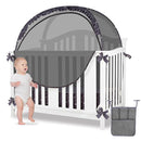 Baby Safety Crib Tent Infant Pop up Mosquito Net Nursery Bed Canopy Netting Cover - Keep Baby from Climbing Out with Hanging Diaper Storage Bag (Dark Gray) by TinyTreasures Baby Boutique