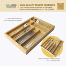 Expandable Bamboo Drawer Organizer – Large 20"x16.9" Size with Adjustable Dividers – for Kitchen Utensils, Knives, Cutlery, Flatware & Silverware Storage Tray by CozyNest Decor