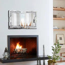 Crushed Diamond Decorative Wall Mirrors, 27.7x39.5 Inch Rectangle Living Room Mirrors for Wall Decor, Modern Glam Bathroom Dining Room Entryway Mirror Silver by CozyNest Decor