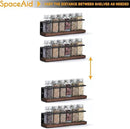 SpaceAid Spice Rack Organizer for Cabinet Door or Wall Mount (4 Pack) with 415 Spice Labels - Wood Hanging Seasoning Shelf for Cupboard Pantry or over the Stove by CozyNest Decor