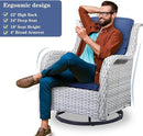 Outdoor Swivel Rocker Patio Chairs Set of 3,High Back Swivel Patio Chairs Wicker Furniture Set,2 PCS Rattan Swivel Rocking Chair with Side Table,Light Grey Wicker (A089-2)