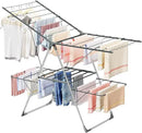 Bigzzia Clothes Drying Rack Foldable, 2-Level Large Laundry Drying Rack Collapsible, Stainless Steel Drying Rack Clothing for Indoor Outdoor, Easy to Fold, 33 Drying Rails, 142cm, Gray by CozyNest Decor