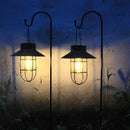 4 Pack Hanging Solar Lantern Lights with Shepherd Hook, Metal Waterproof Warm White Edison Bulb Lights for Garden Outdoor Pathway by CozyNest Decor