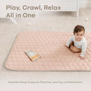 Comfy Cubs Rectangle Kids Play Mat - Small 36 x 60 inches Soft Quilted Baby Floor Mat with Non-Slip Bottom - Plush Design for Toddlers' Playtime and Relaxation - Comfortable and Durable - Blush by TinyTreasures Baby Boutique