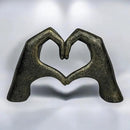 Top Brass Large Rustic Heart Hands Sculpture, 9 3/4” Resin Love Statue – Romantic Decor Accent for Shelf or Mantel – Perfect for Wedding, Valentine's Day or Anniversary (Rustic Cast Iron) by CozyNest Decor