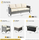 ovios 8 Pieces Patio Furniture Set with 54" Fire Pit Table, Outdoor Wicker Sofa with Comfy Cushions, All Weather High Back Rattan Couch Conversation Set, Beige by GreenHaven Gardens