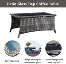 Outdoor Wicker Furniture Patio Set - 7 Piece Backyard Furniture Grey Rattan Conversation Sets with Swivel Rocker Chairs, Rattan Sofa, Club Chairs and Coffee Table, Blue Cushion by GreenHaven Gardens