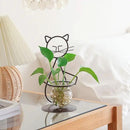 Marbrasse Desktop Glass Planter Vase Holder, Modern Creative Cat Plant Terrarium Metal Stand for Hydroponics Plants Home Garden Wedding Decoration Outdoor Planter Ideas (Style 2) by CozyNest Decor