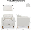Modern Accent Chair with Wooden Legs Plush Fabric Armchair Chenille Side Single Sofa Chair for Bedroom, Office Cafe Waiting Room Apartment (Beige Armchair) by CozyNest Decor