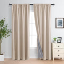 XWZO Full Blackout Curtains 84 Inches Long - Double Layer Full Room Darkening & Energy Efficiency Rod Pocket Window Panels with Tiebacks for Bedroom/Living Room, Biscotti Beige, W52 x L84, Set of 2 by TinyTreasures Baby Boutique