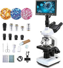 40X-5000X Compound trinocular Microscopes trinocular for Adults,Display Screen, Microscope Accessories, Microscopes for School Laboratory Home Education Abbe Condenser by TinyTreasures Baby Boutique