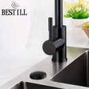 BESTILL Garbage Disposal Sink Top Air Switch Kit with Single Outlet, Matte Black 3.6" Long Push Button with Brass Cover, UL Listed, Compatible with all Garbage Disposals by CozyNest Decor
